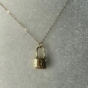 14K Yellow Gold Padlock Pendant Necklace from Golden Clef